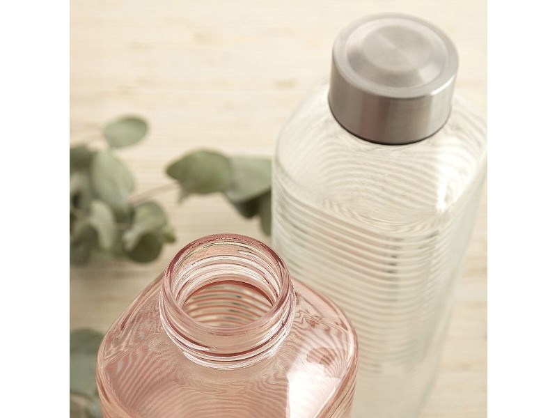 Бутилка за вода Quid Velvet Розов Cтъкло 1 L (12 броя)