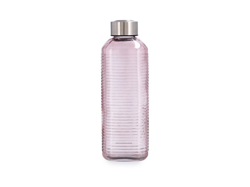 Бутилка за вода Quid Velvet Розов Cтъкло 1 L (12 броя)