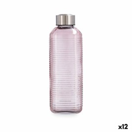 Бутилка за вода Quid Velvet Розов Cтъкло 1 L (12 броя)