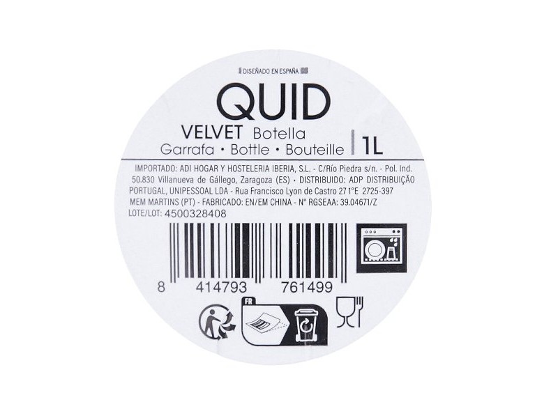 Бутилка за вода Quid Velvet Прозрачен Cтъкло 1 L (12 броя)