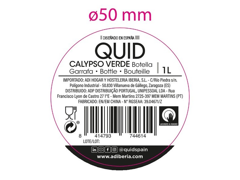 Бутилка за вода Quid Calypso Зелен Cтъкло 1 L (12 броя)