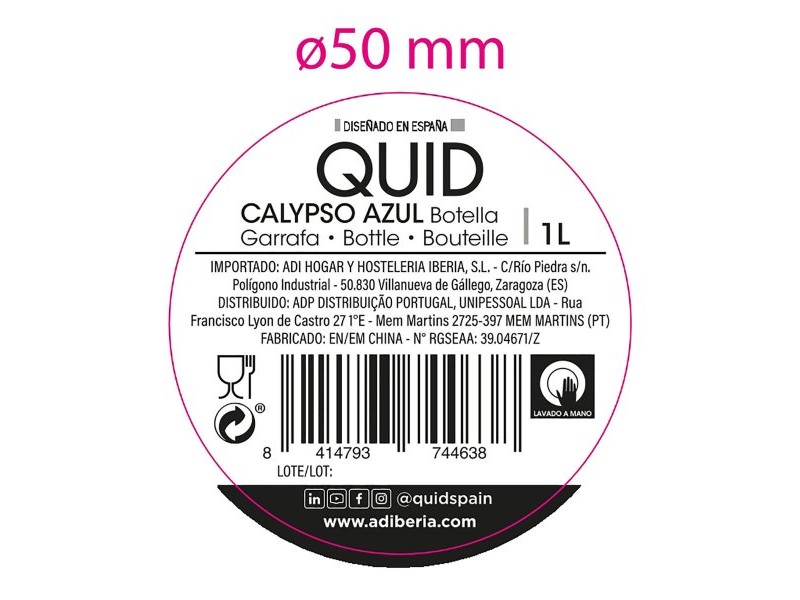 Бутилка за вода Quid Calypso Син Cтъкло 1 L (12 броя)