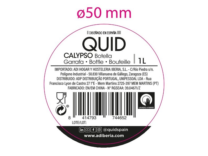 Бутилка за вода Quid Calypso Прозрачен Cтъкло 1 L (12 броя)