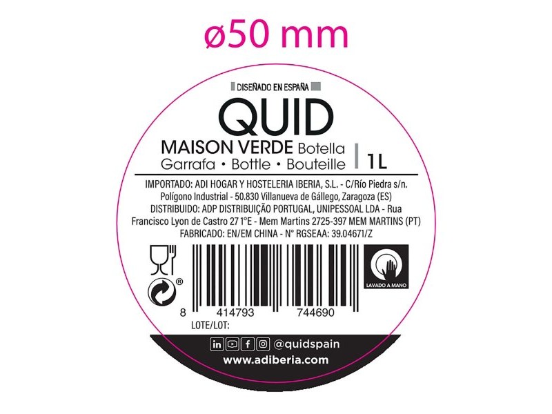 Бутилка за вода Quid Maison Зелен Cтъкло 1 L (12 броя)