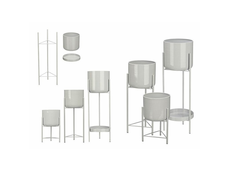 Комплект саксии Gift Decor Сив Желязо 3 Части (2 броя)