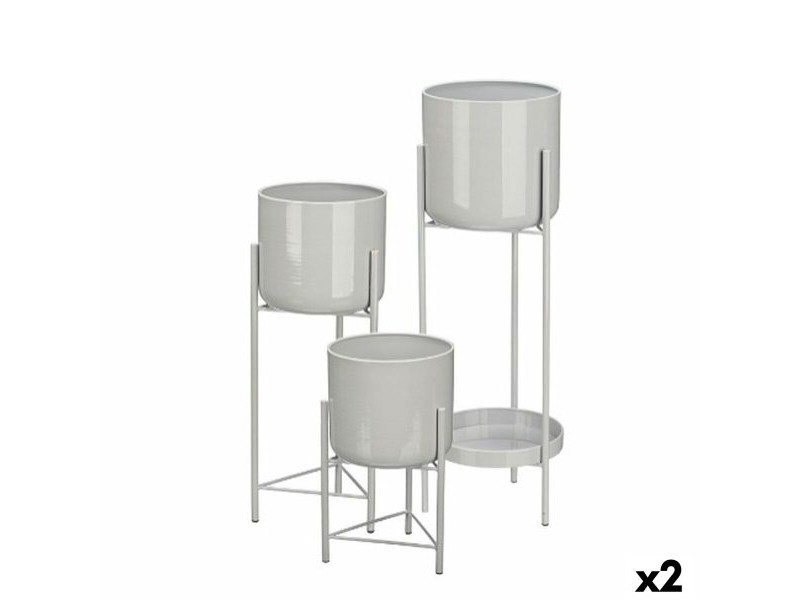 Комплект саксии Gift Decor Сив Желязо 3 Части (2 броя)