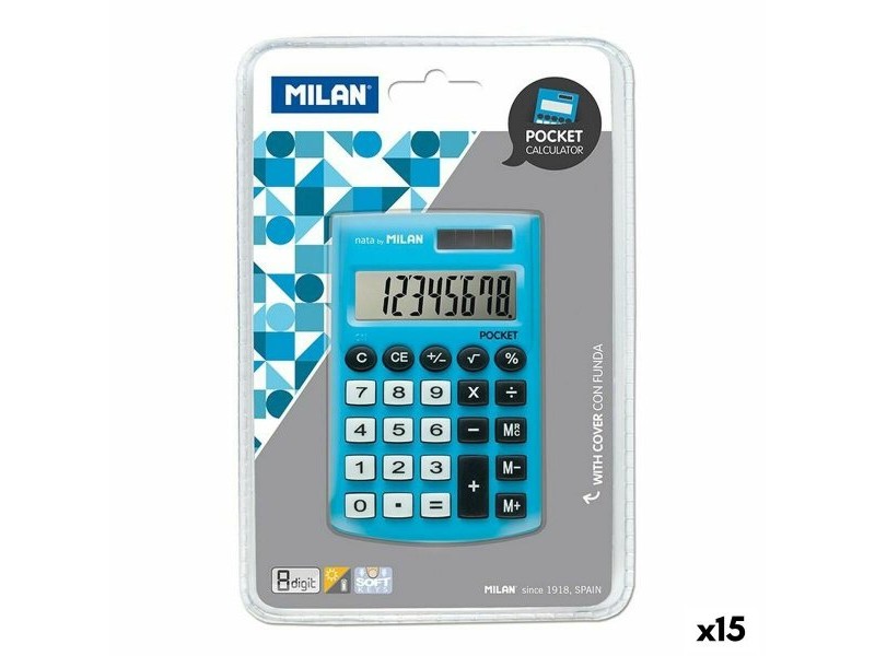 Калкулатор Milan POCKET Син 9,7 x 6,2 x 0,8 cm (15 броя)
