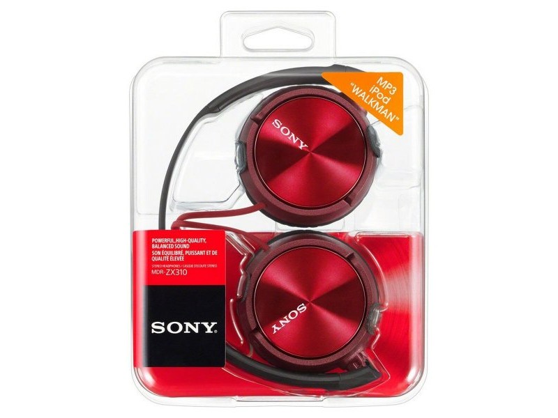 Слушалки с лента за глава Sony MDR-ZX310AP Червен