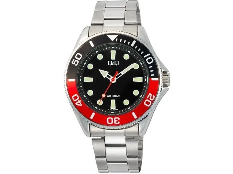Мъжки часовник Q&Q GENT DIVER BLACK & RED