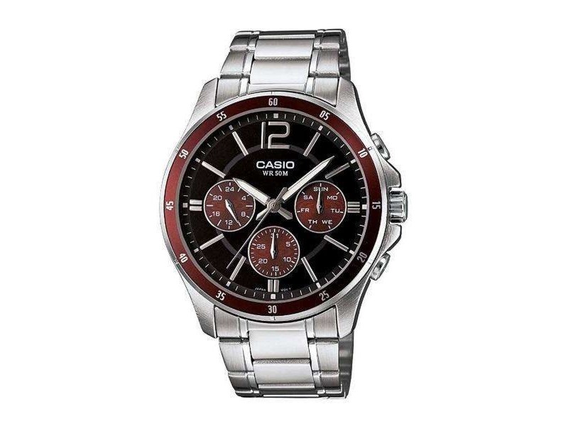 Мъжки часовник Casio MULTIFUNCTION CALENDAR - BLACK & BORDEAUX (Ø 43,5 mm)