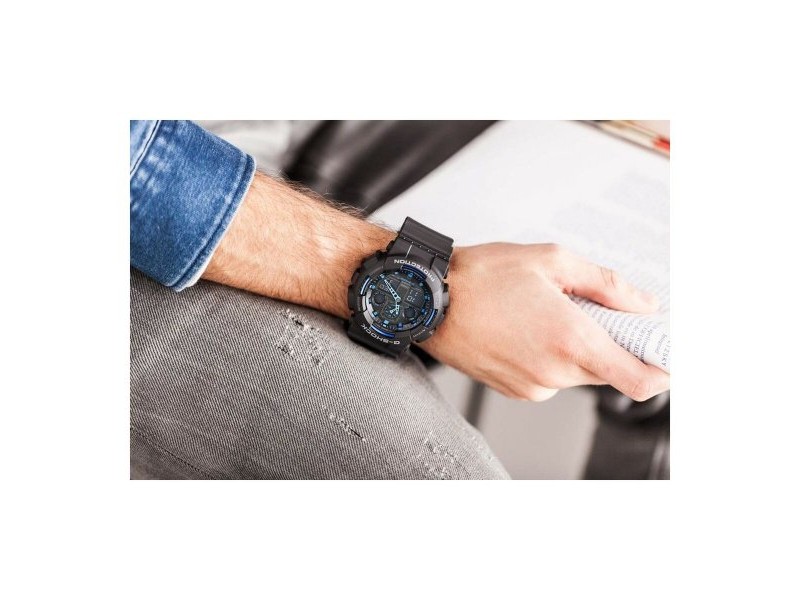 Мъжки часовник Casio G-Shock GA-100-1A2ER Ø 51 mm Черен Многоцветен Мъжки часовник Casio G-Shock GA-100-1A2ER Ø 51 mm Черен Многоцветен