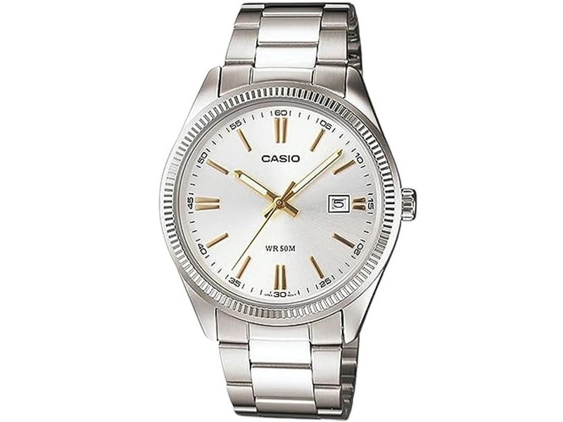 Мъжки часовник Casio DATE - SILVER, GOLD INDEXES (Ø 39 mm)