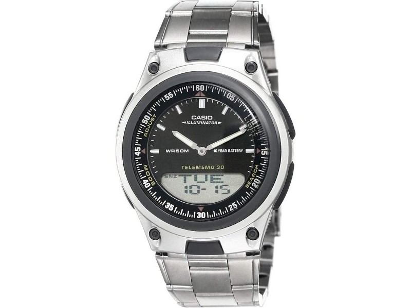 Мъжки часовник Casio ILLUMINATOR TELEMEMO 30 Черен Сребрист (Ø 40 mm)