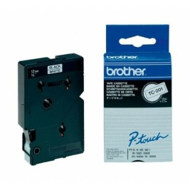 Ламинирана лента за етикетиране Brother TC-201 12 mm x 7,7 m Бял/Черен