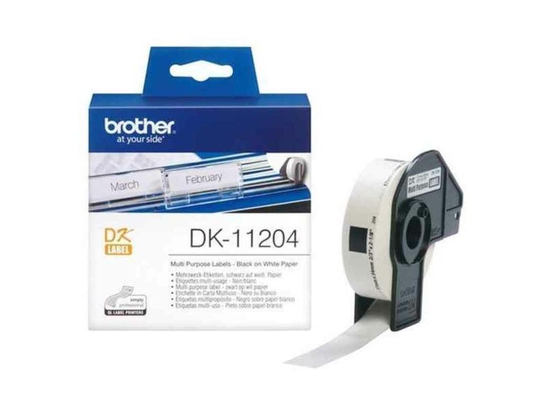 Етикети за принтер за многократна употреба Brother DK11204 Бял хартия Етикети за принтер за многократна употреба Brother DK11204 Бял хартия