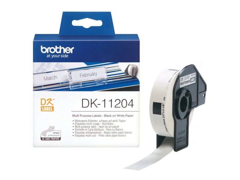 Етикети за принтер за многократна употреба Brother DK11204 Бял хартия Етикети за принтер за многократна употреба Brother DK11204 Бял хартия