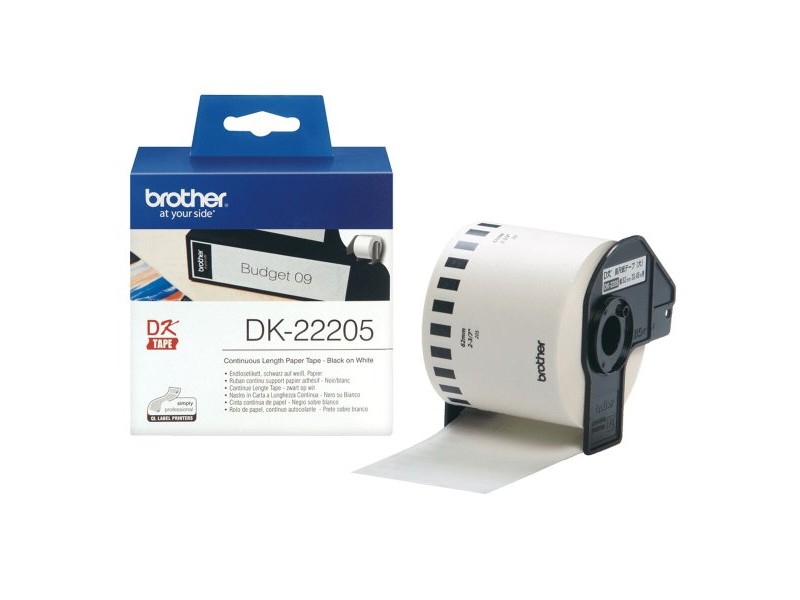 Ролка хартия за принтери Brother DK22205 Бял Черен (1 броя)