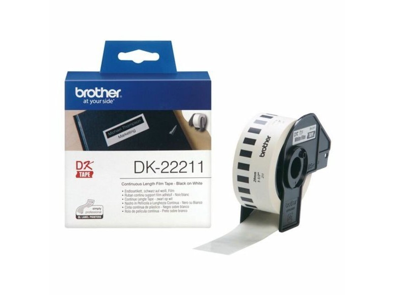 Непрекъсната филмова касета Brother DK22211 29 mm Черен Черен/Бял Бял Непрекъсната филмова касета Brother DK22211 29 mm Черен Черен/Бял Бял