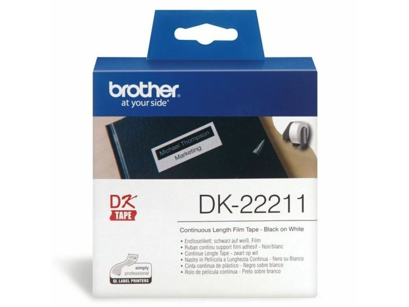 Непрекъсната филмова касета Brother DK22211 29 mm Черен Черен/Бял Бял Непрекъсната филмова касета Brother DK22211 29 mm Черен Черен/Бял Бял