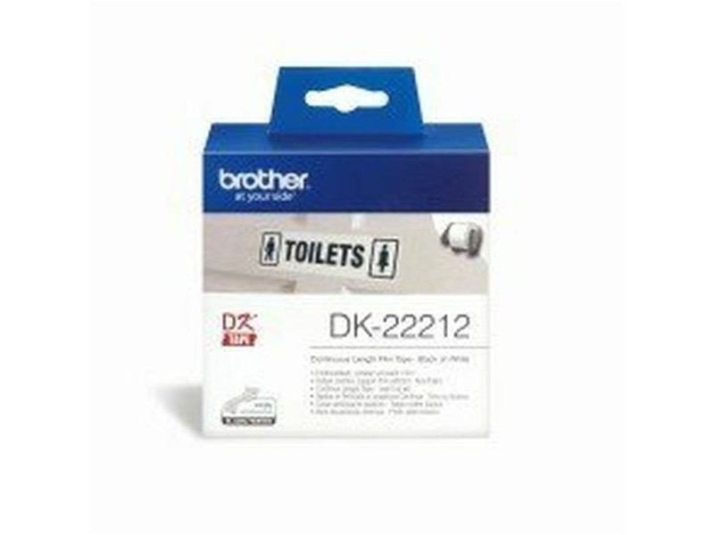 Непрекъсната филмова касета Brother DK22212 Черен/Бял Бял