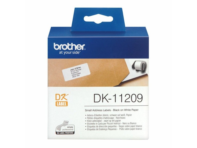 Етикети за принтер Brother DK-11209 Черен/Бял 62 x 29 mm (3 броя)