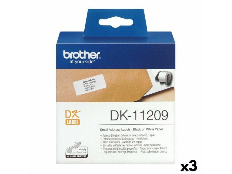Етикети за принтер Brother DK-11209 Черен/Бял 62 x 29 mm (3 броя)