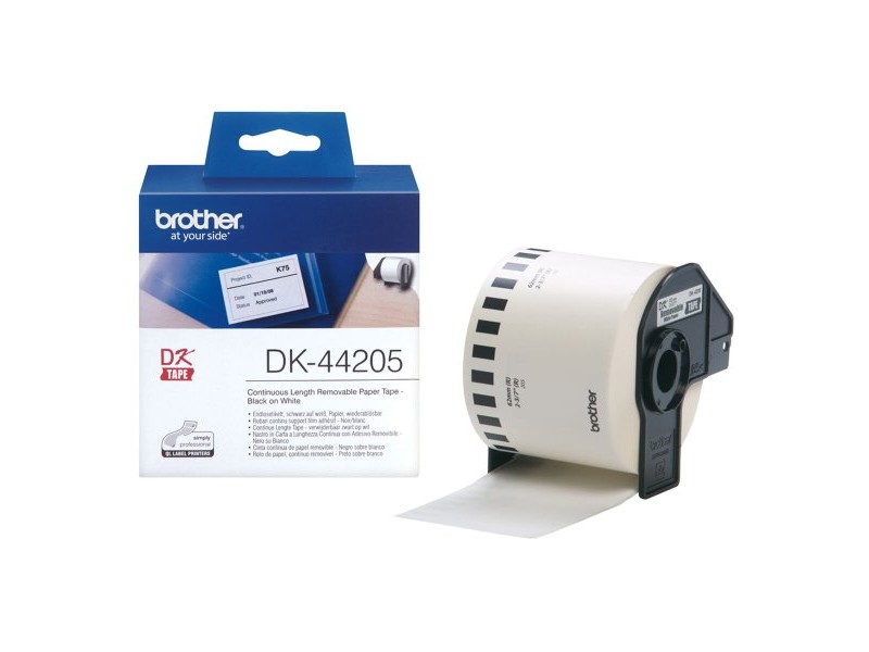 Етикети за принтер Brother DK-44205 Бял Черен/Бял 62 mm x 15,24 m