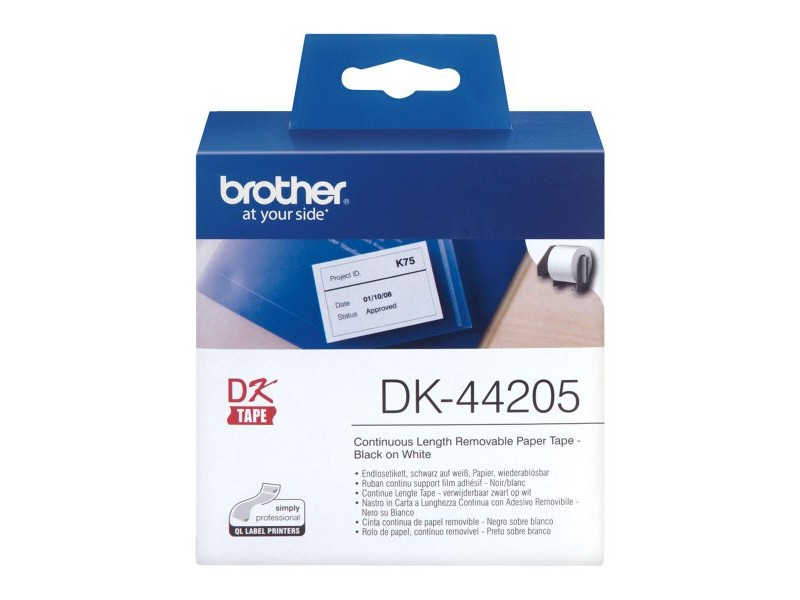 Етикети за принтер Brother DK-44205 Бял Черен/Бял 62 mm x 15,24 m