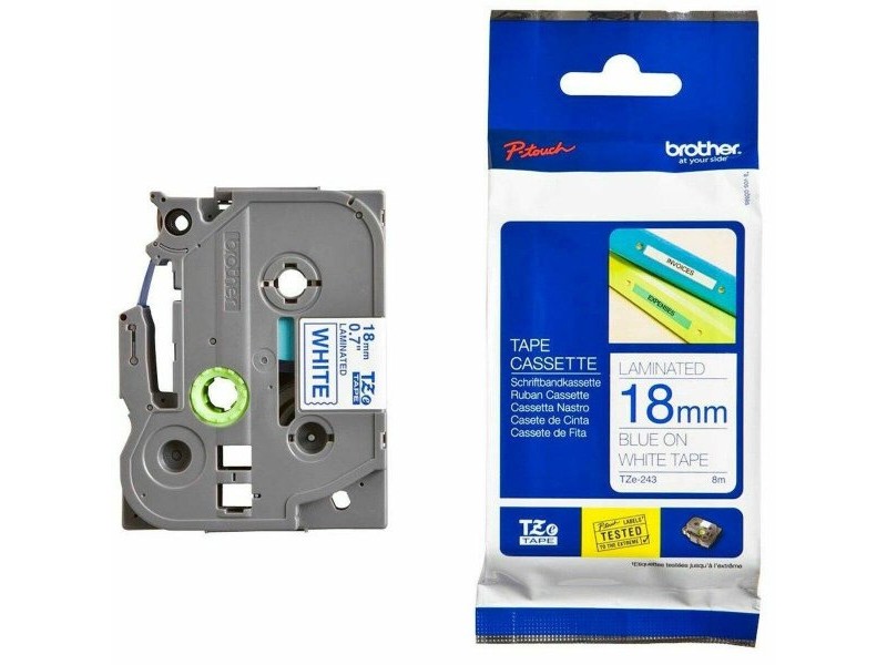 Ламинирана лента за етикетиране Brother TZE-243 Бял 18mm