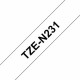 Ламинирана лента за етикетиране Brother TZEN231 Бял Черен