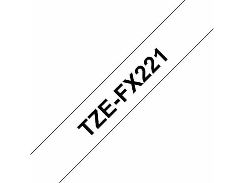 Ламинирана лента за етикетиране Brother TZe-FX221 Черен Черен/Бял (9 mm x 8 m)