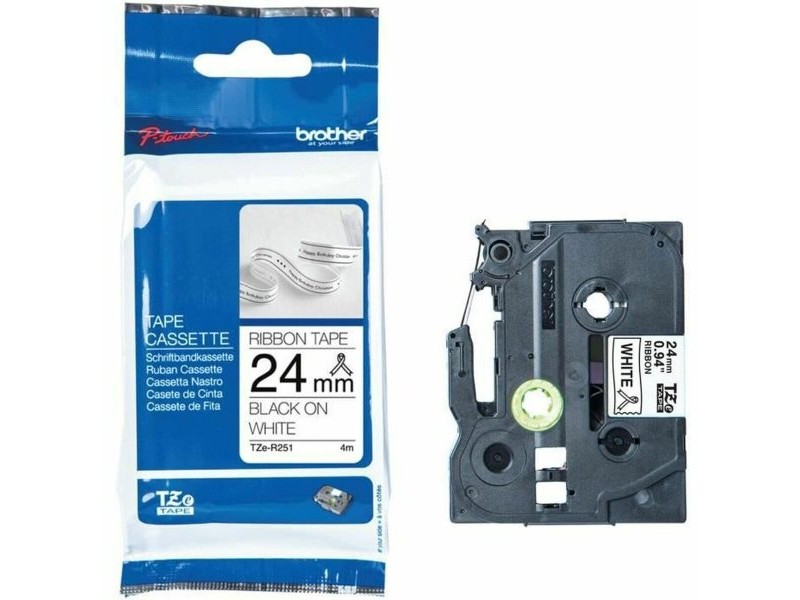 Оригинална матрична лента Brother TZE-R251 Бял Черен Черен/Бял (1 броя)