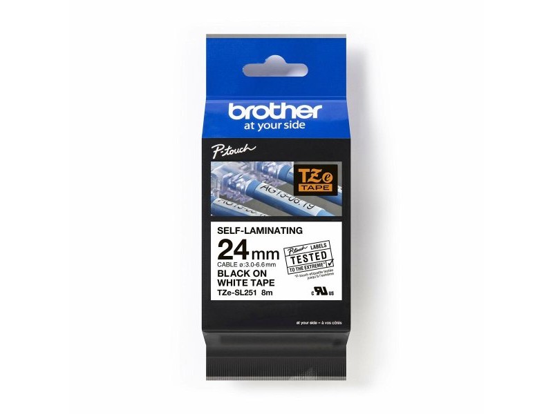 Ламинирана лента за етикетиране Brother TZe-SL251 Бял Черен (1 броя)