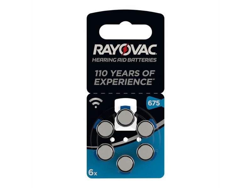 Литиеви кръгли батерии Rayovac Съвместим със слухов апарат ZA675 1,4 V (6 броя)