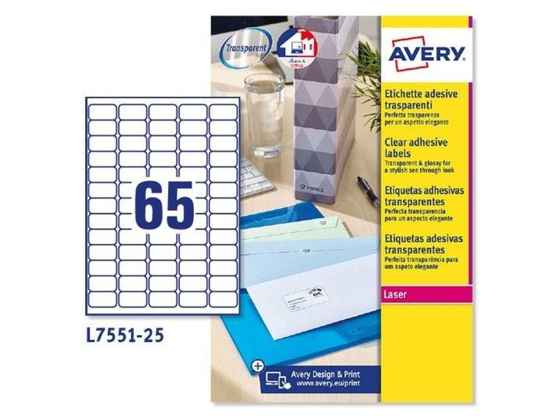Стикери Avery Прозрачен 210 x 297 mm 38,1 x 21,2 mm