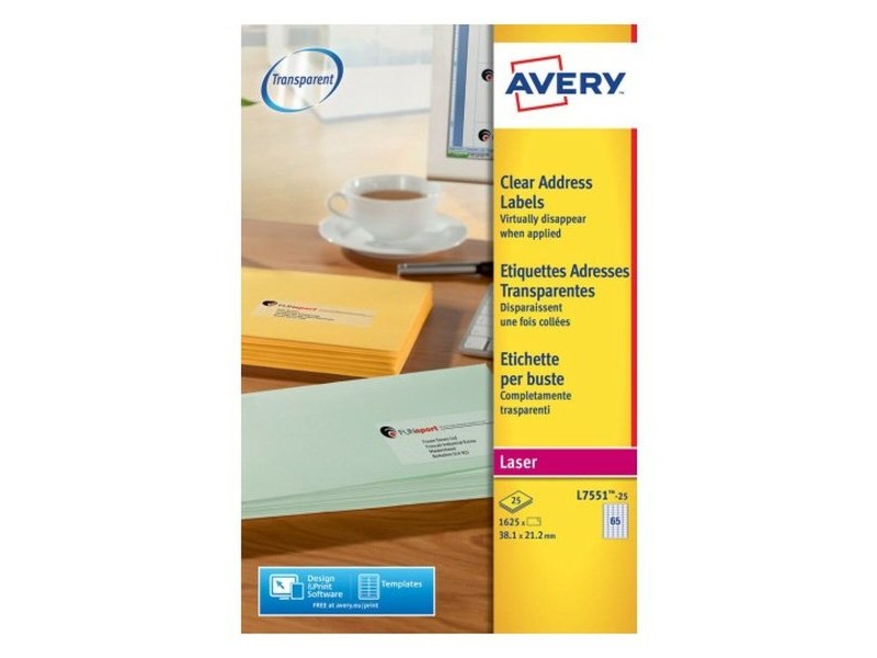 Стикери Avery Прозрачен 210 x 297 mm 38,1 x 21,2 mm
