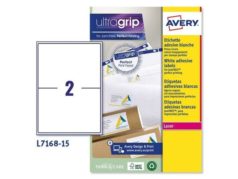 Етикети за принтер Avery L7168 Бял 15 Листи 199,6 x 143,5 mm (5 броя)