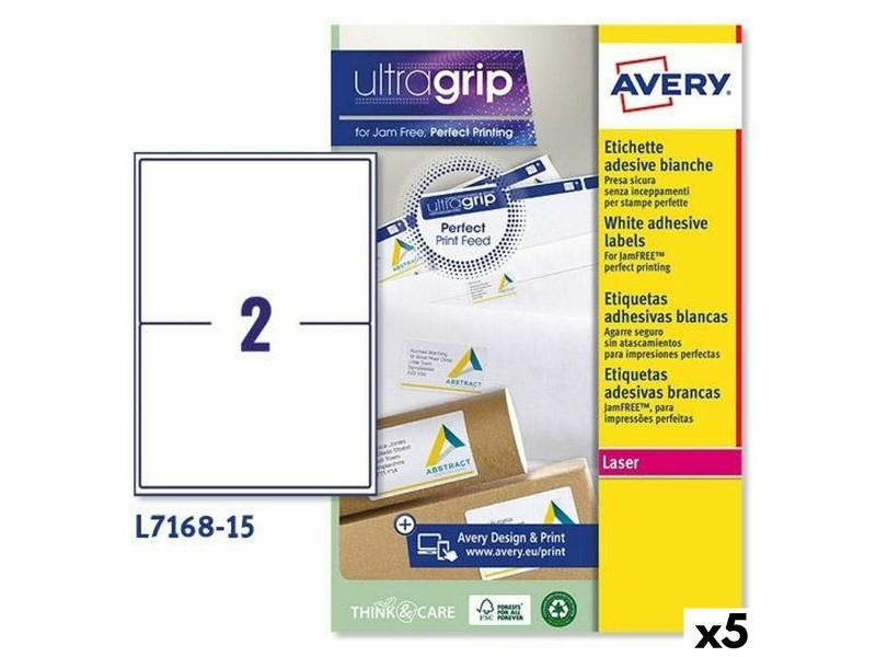 Етикети за принтер Avery L7168 Бял 15 Листи 199,6 x 143,5 mm (5 броя)