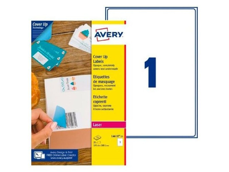 Етикети за принтер Avery L4610 Бял 25 Листи 199,6 x 289,1 mm (5 броя)