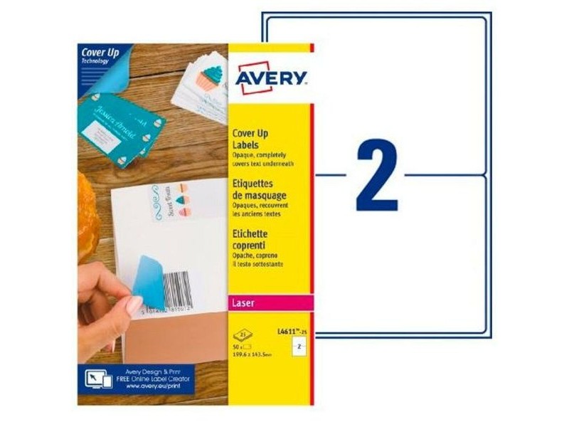 Етикети за принтер Avery L4611 Бял 25 Листи 199,6 x 143,5 mm (5 броя)