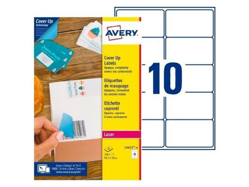 Етикети за принтер Avery L4612 Бял 25 Листи 99,1 x 57 mm (5 броя)