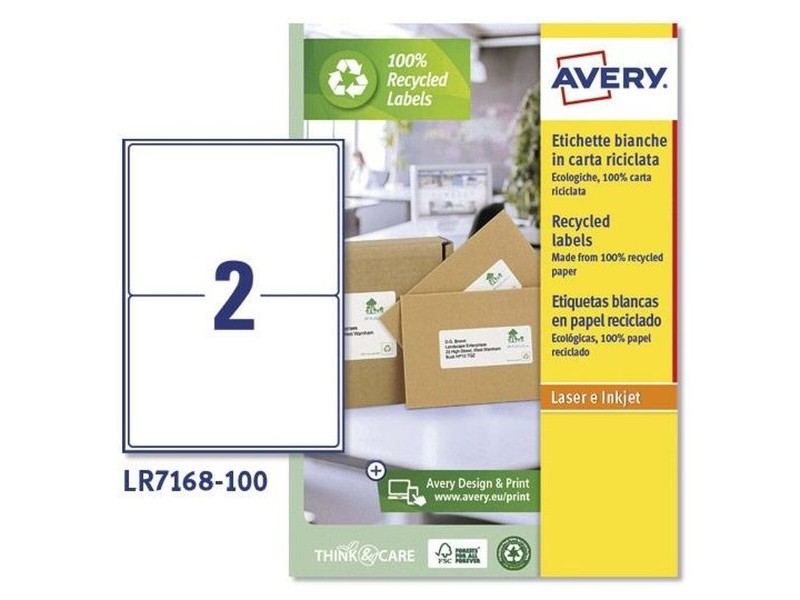 Етикети за принтер Avery LR7168 Бял 100 Листи 199,6 x 143,5 mm (5 броя)