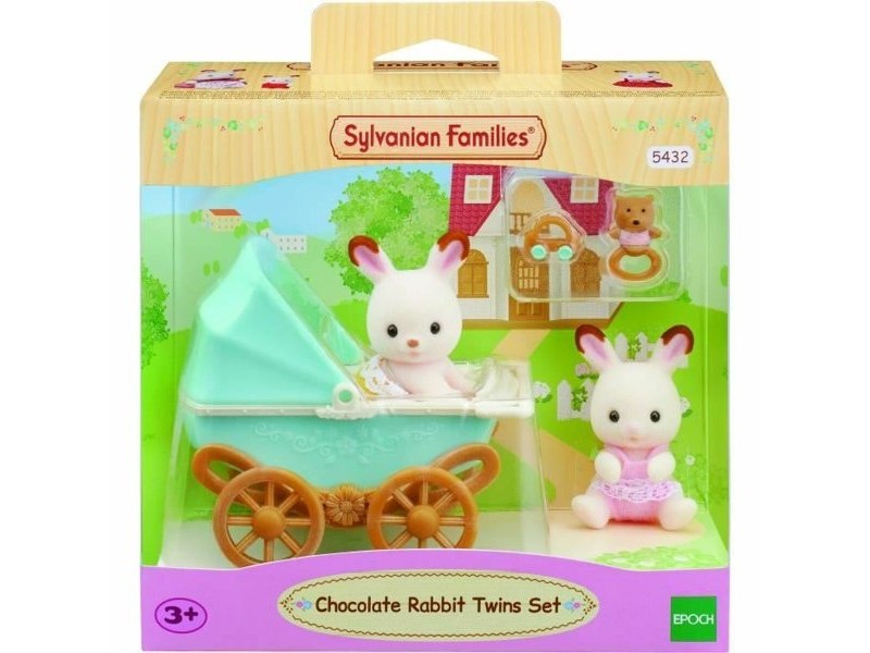 Playset Sylvanian Families Chocolate Bunny Twins and Double Stroller