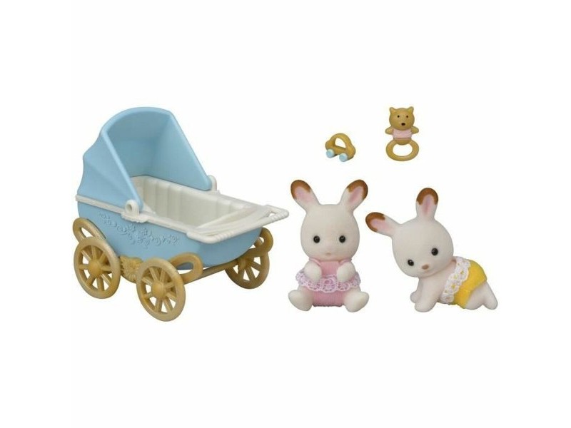 Playset Sylvanian Families Chocolate Bunny Twins and Double Stroller