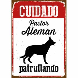 Табелка Magnet & Steel Cuidado Pastor Alemán Patrullando 14,8 x 21 cm