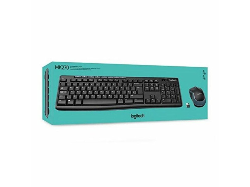 Kлаиатура с безжична мишка Logitech MK270 Черен испански Испанска Qwerty