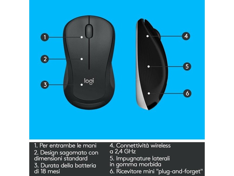 Клавиатура с мишка Logitech 920-008679 италиански език QWERTY Бял Черен