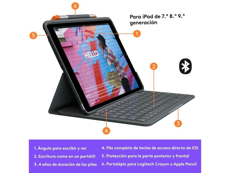 Универсален калъф за таблет и клавиатура Logitech 920-009478 Сив Графит Испанска Qwerty QWERTY