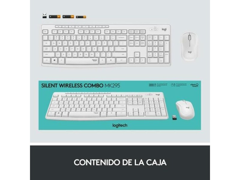 Клавиатура с мишка Logitech MK295 Бял Испанска Qwerty