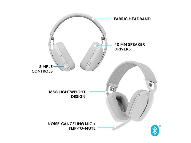 Слушалки с микрофон Logitech Бял